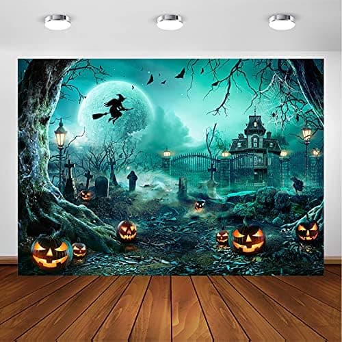 Telón de fondo Avezano de Halloween de 7x5ft -Verde