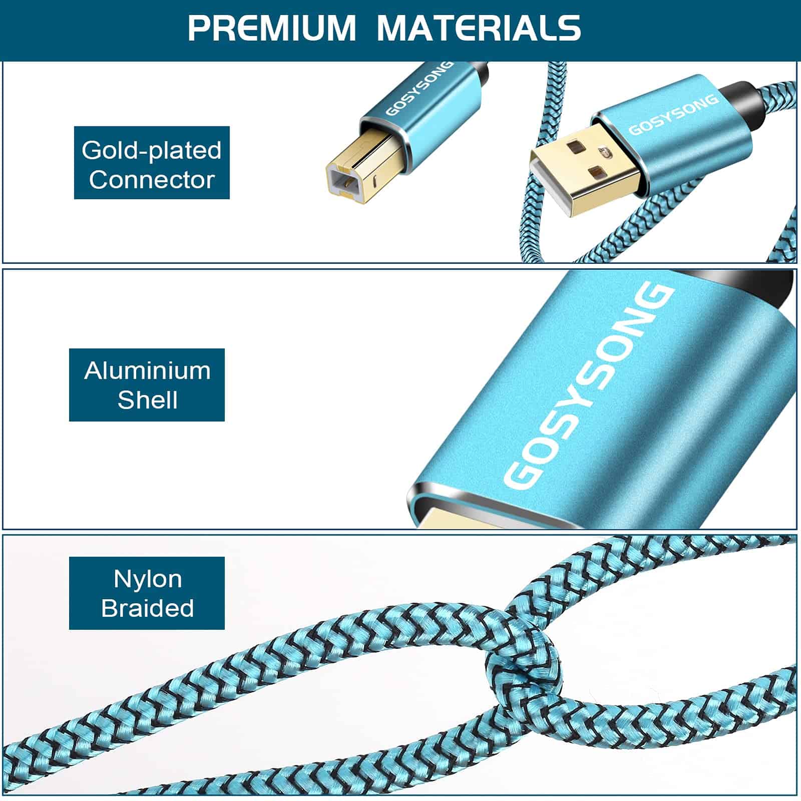 Cable De Impresora Gosysong 50ft, Cable Usb De Impresora - Imagen 6