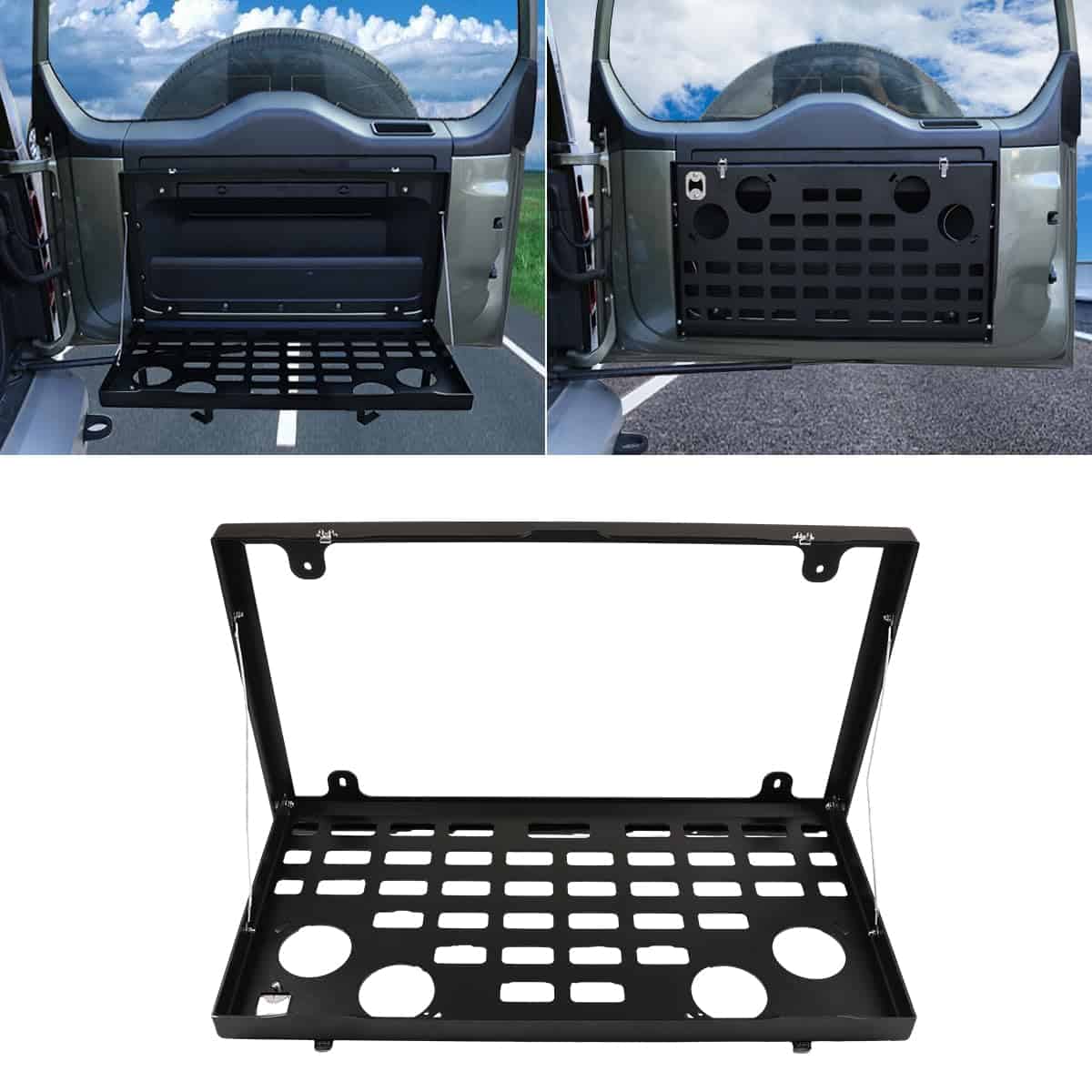 YIWANG Mesa de Carga de Aluminio Negro para Puerta Trasera