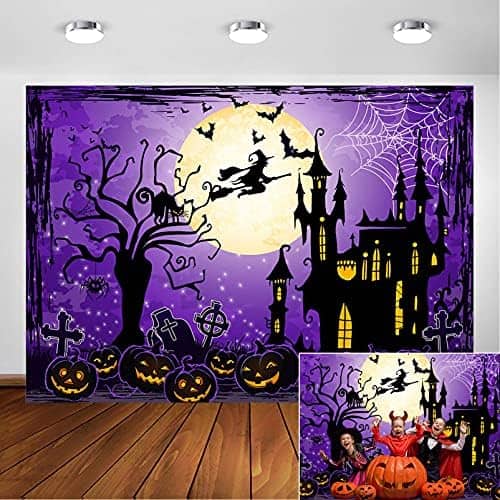 Telón de Fondo Avezano Halloween 7x5ft de Vinilo -Morado