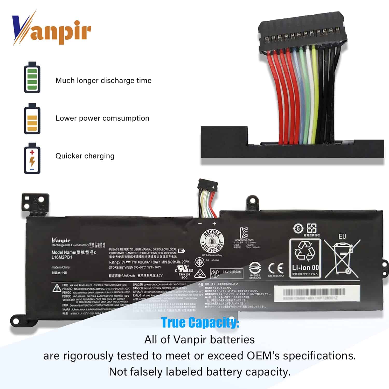 Batería De Laptop Vanpir L16m2pb1 7.5v De Reemplazo Para - Image 4