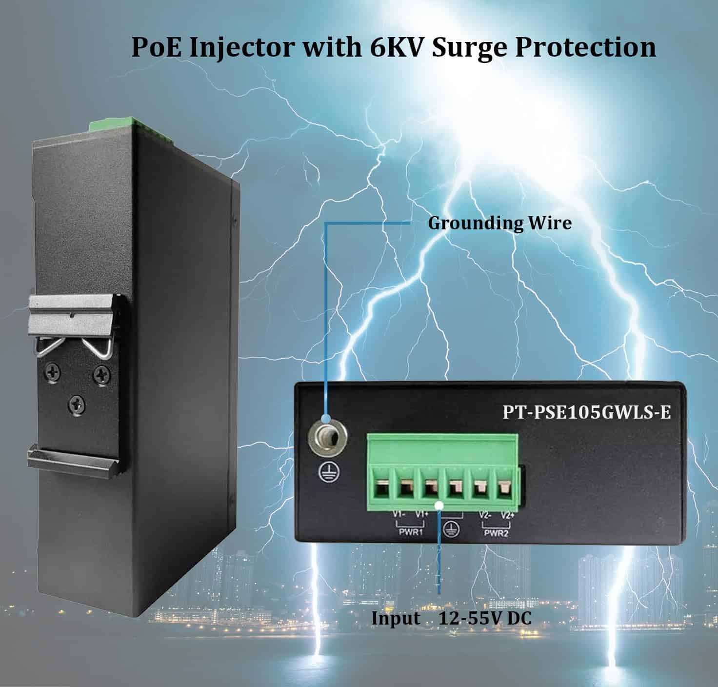 Inyector PoE PoE de fibra PROCET SFP para riel DIN - Image 4