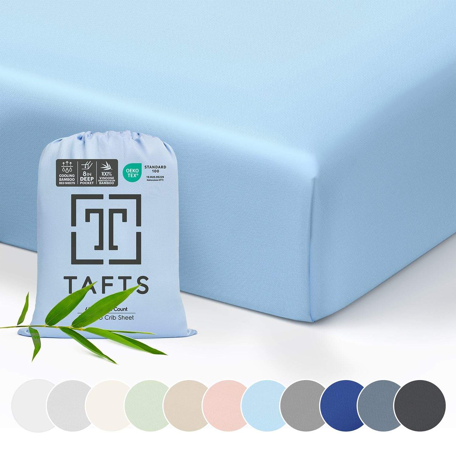 Sábanas de Cuna Tafts, 100% Viscosa -Azul Cielo