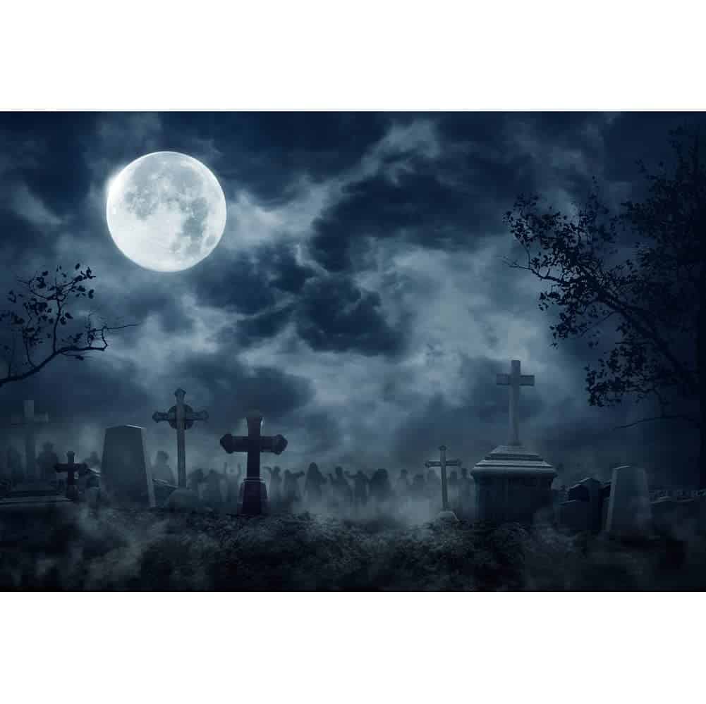 Haoyiyi 10x8ft Dark Graveyard Backdrop Mistery Misty