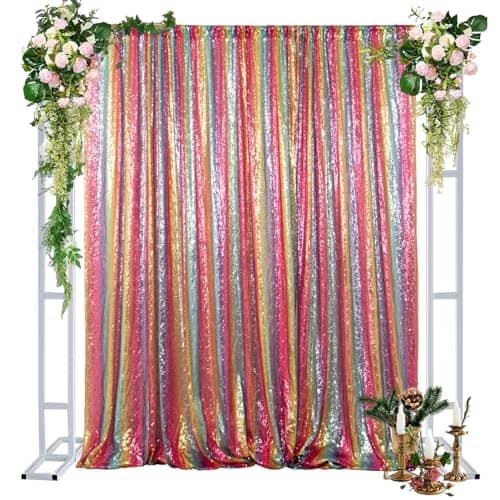 DUOBAO Cortina de fondo de lentejuelas arcoíris 10FTx10FT
