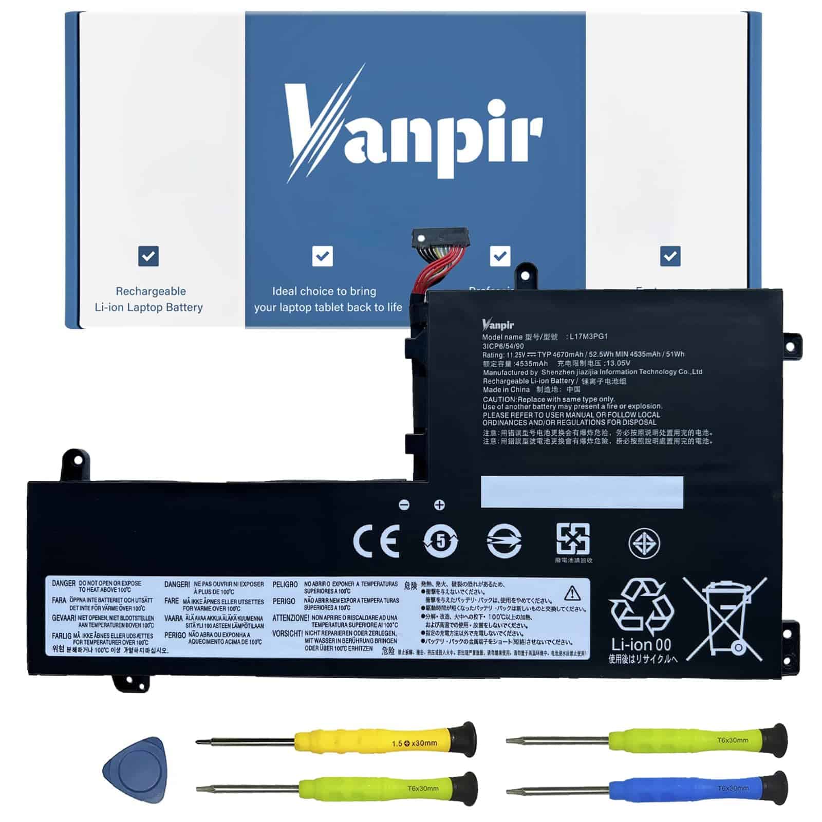 Batería de laptop VANPIR L17M3PG1 11.25V 52.5Wh 4670mAh