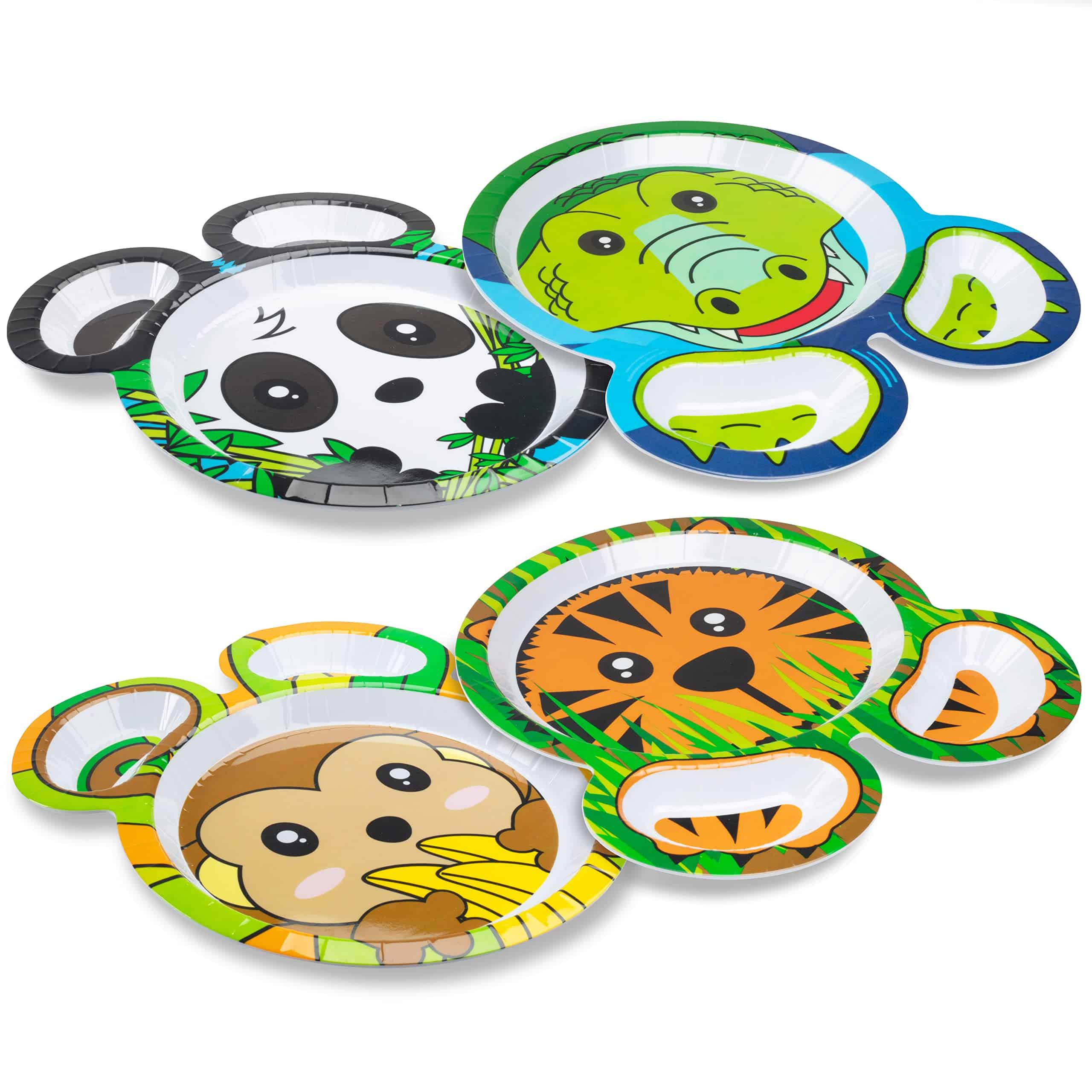 Platos para comer Bentology Zoo Friends Melamina - Juego de