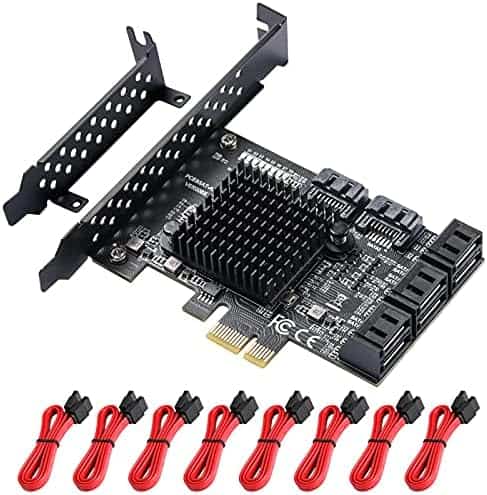 Tarjeta PCIe SATA MZHOU ASM1064 8 puertos 6Gbps -Negro