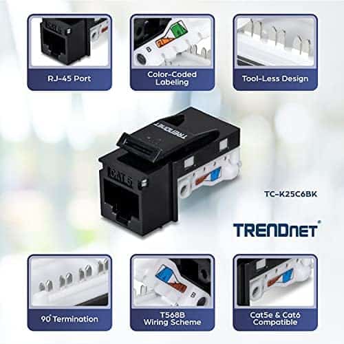Adaptador Cat6 TRENDnet TC-K25C6BK 25 Pzs de 90° -Negro - Image 3