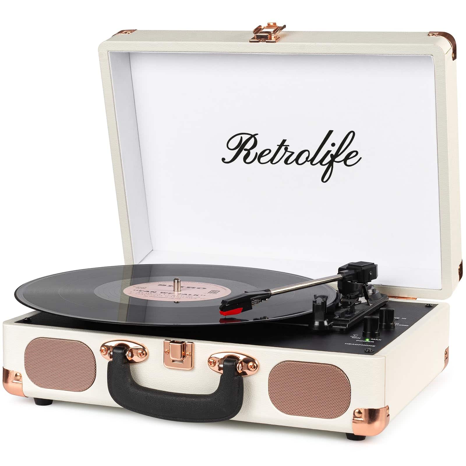 Tocadiscos para discos de vinilo de 3 velocidades en maleta