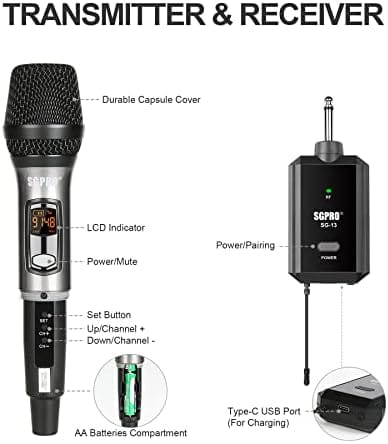 Micrófono inalámbrico con receptor SGPRO 3.5 mm -Negro