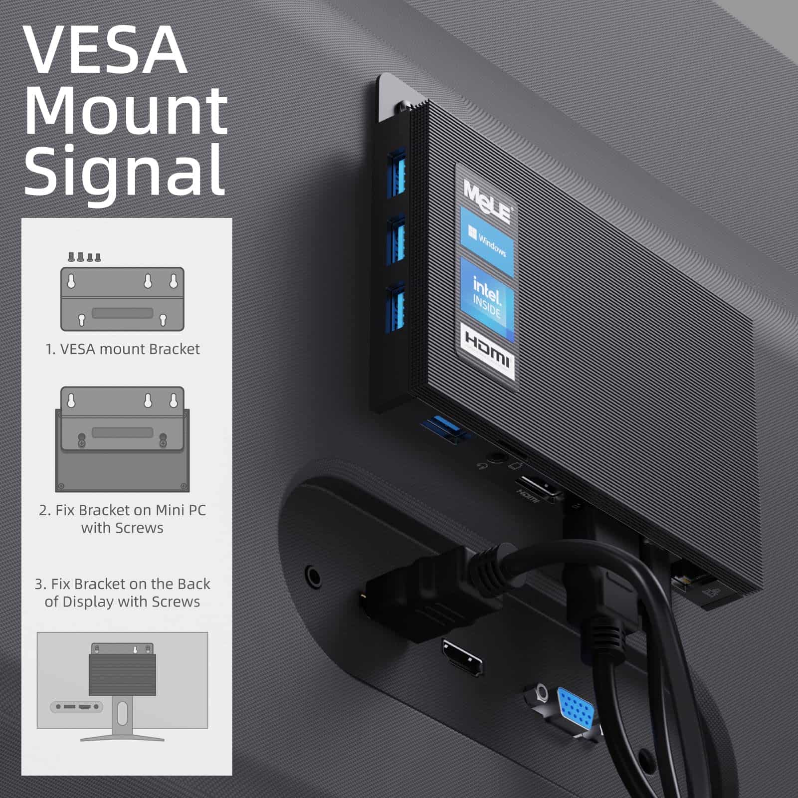 MeLE Quieter2D Mini PC Fanless con Windows 11 Home, Celeron - Image 10