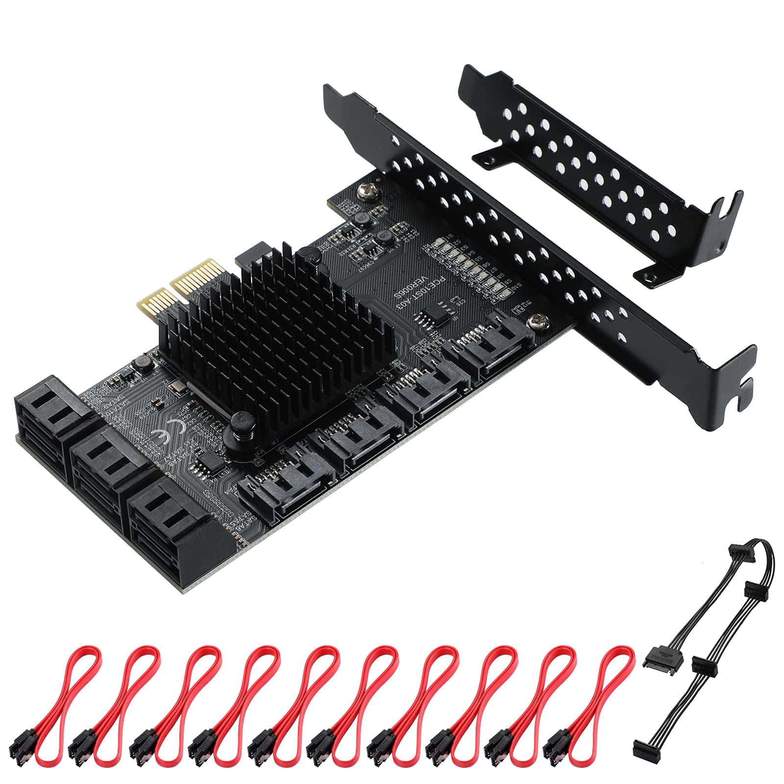 Tarjeta PCI-E 1X 3.0 de 10 Puertos SATA con 10 Cables SATA