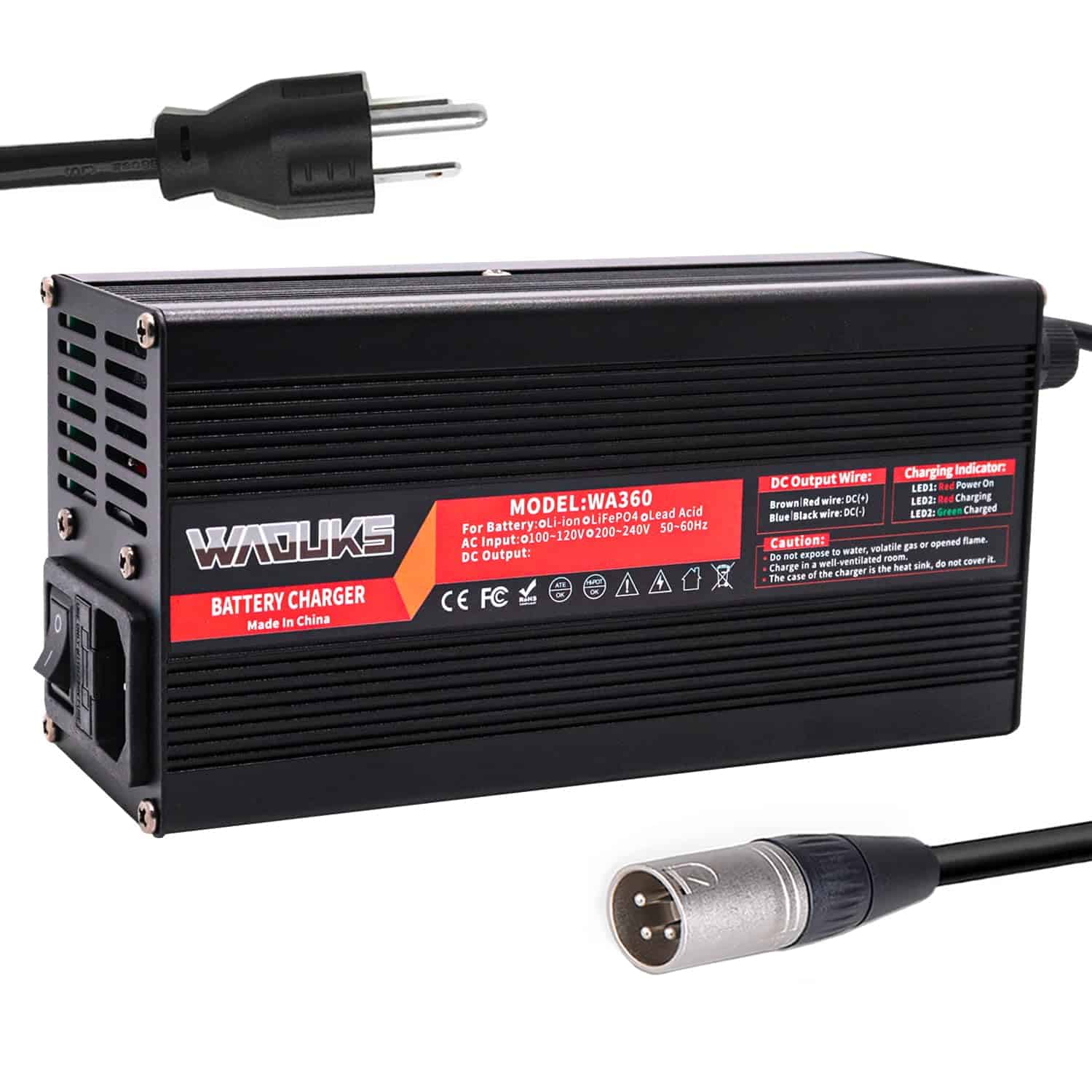 Cargador 58.8V 6A WAOUKS para Batería de Iones de Litio de