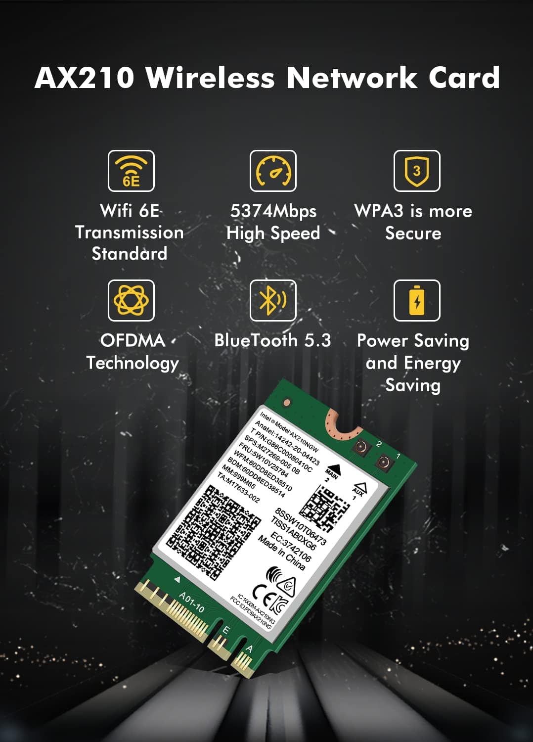 Tarjeta Inalámbrica Wifi 6e Intel Ax210 Ngw Bluetooth 5.3 - Image 3