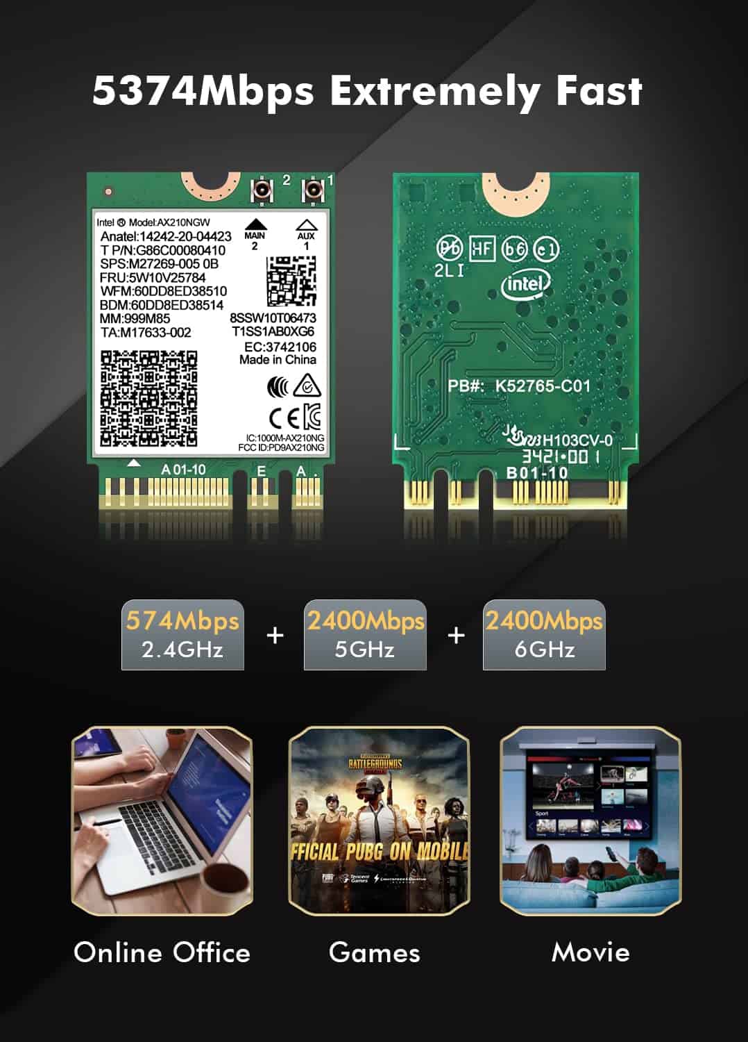 Tarjeta Inalámbrica Wifi 6e Intel Ax210 Ngw Bluetooth 5.3 - Image 4
