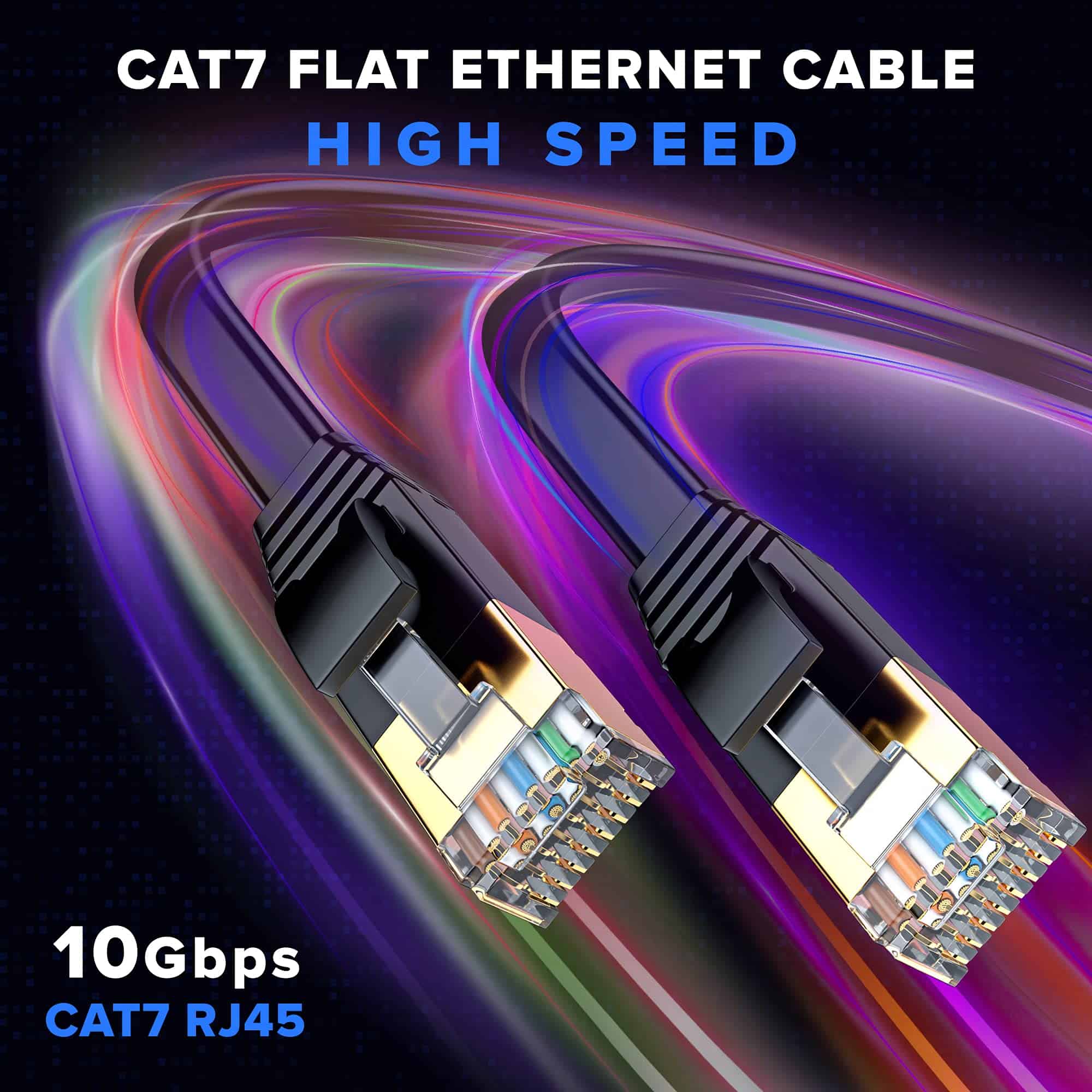 Cable Ethernet Plano CAT7 Maximm, Paquete de 5 (Negro, 12 - Image 7
