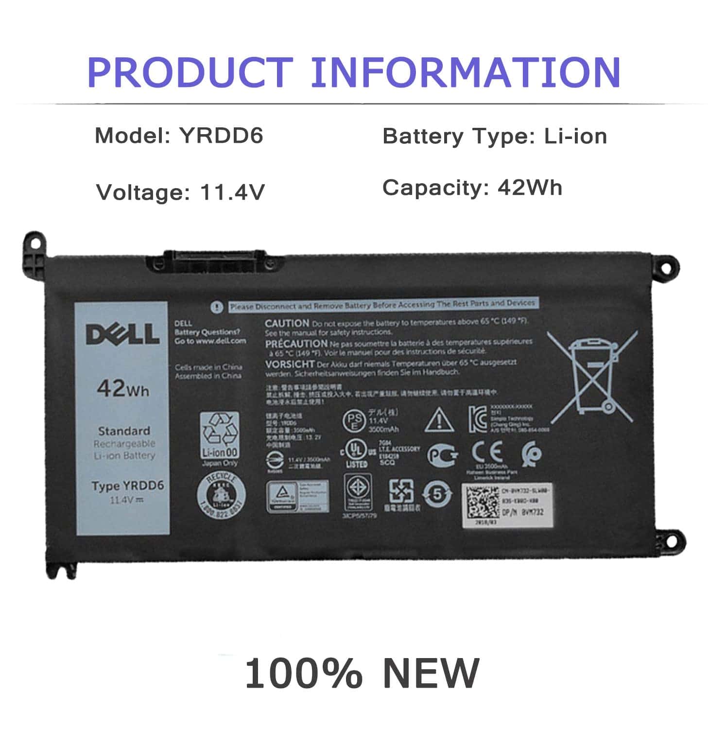Batería para laptop DELL YRDD6 1VX1H para Dell Inspiron - Image 3