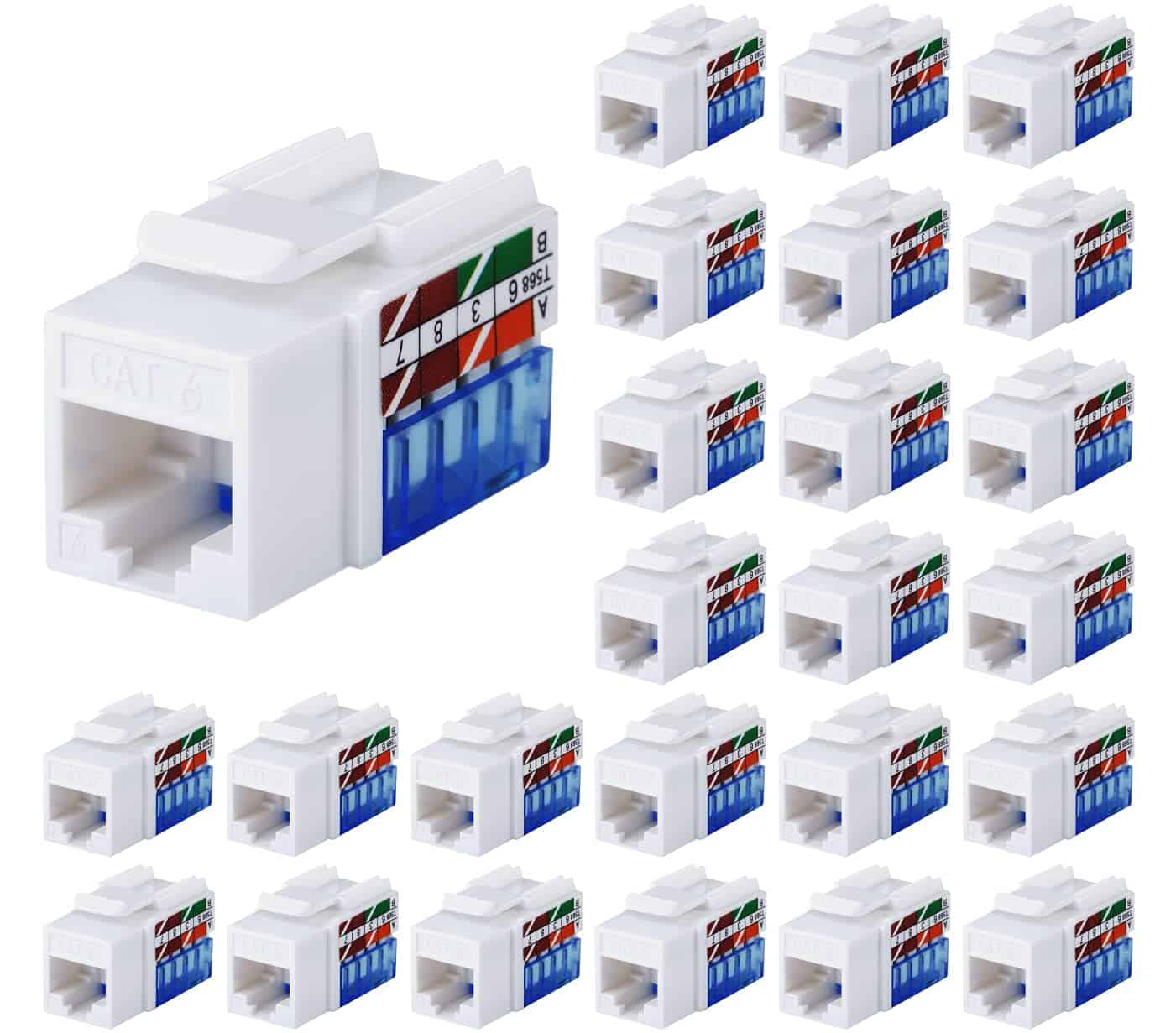 Tedgetal Cat6 RJ45 Keystone Jack 25-Pack 45 Degree, Punch
