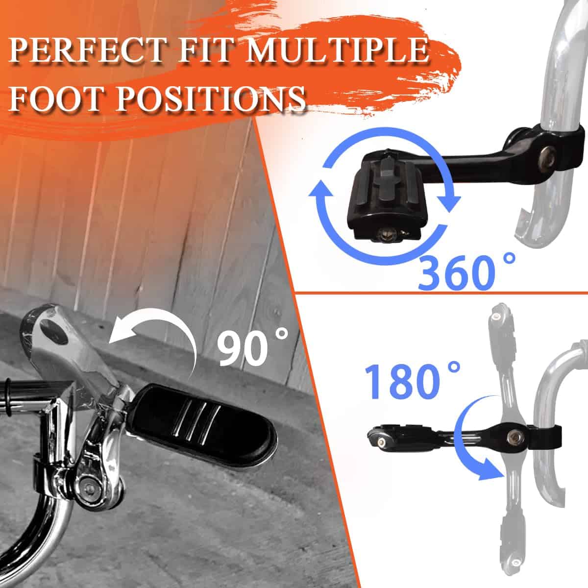 FOVPLUE 1.25" Highway Footpegs, Angulados y Ajustables, - Imagen 4