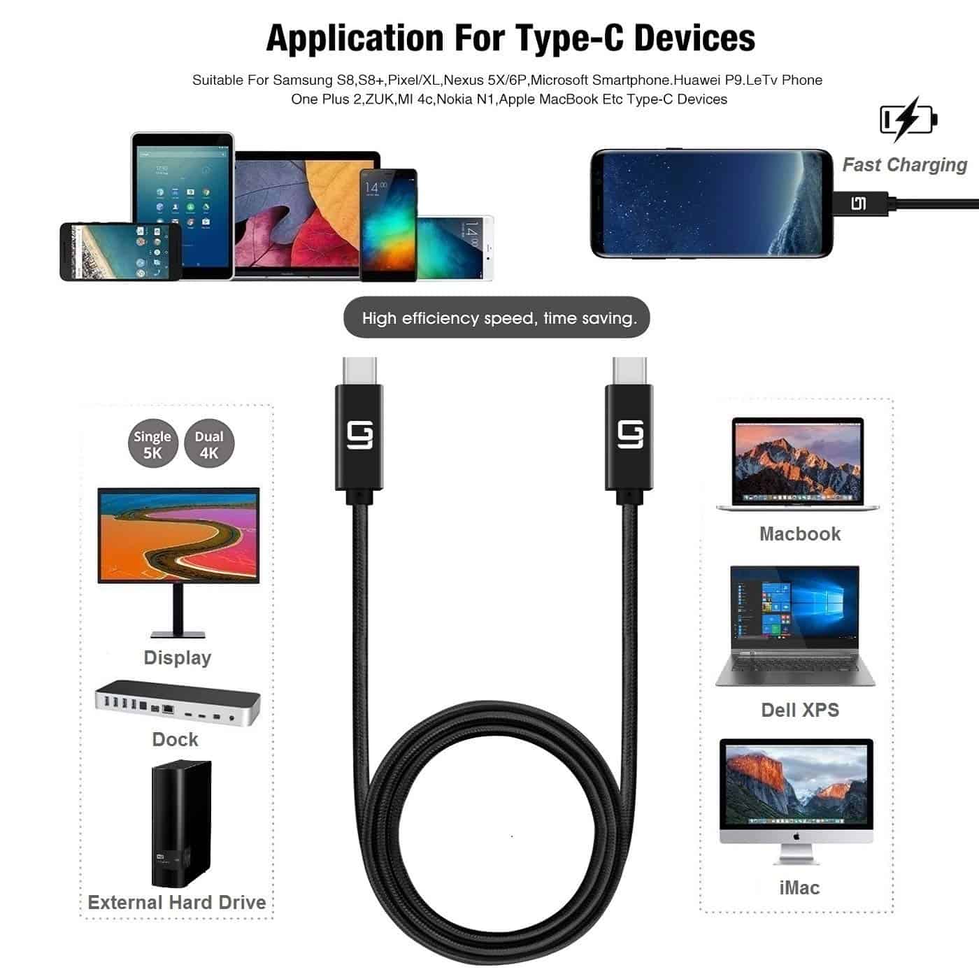 Cable USB C a USB C de GodSpin (10Gbps) SuperSpeed - Image 7