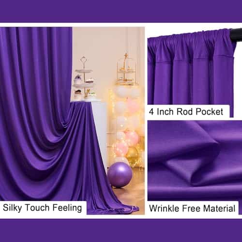 Alternative view of Cortinas de Fondo Morado Oscuro Sin Arrugas de 10 pies x 30