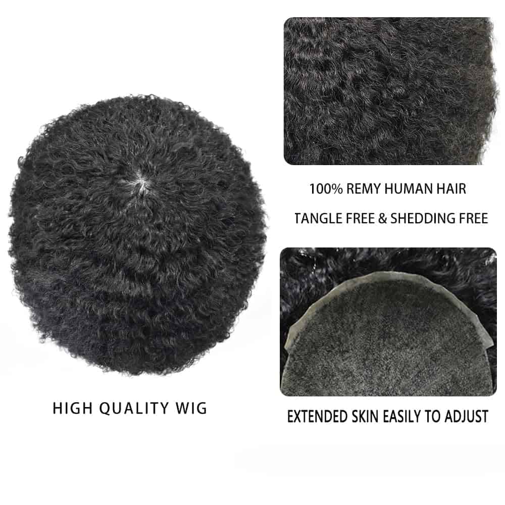 Alternative view of Pelucas Afro para Hombres Negros - Sistema de -1# Negro Azab