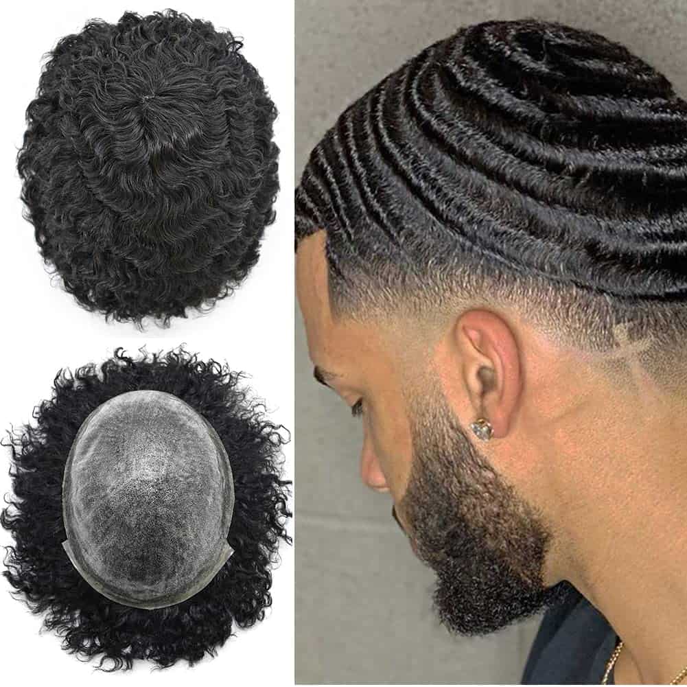 Pelucas Afro para Hombres Negros - Sistema de -1# Negro Azab