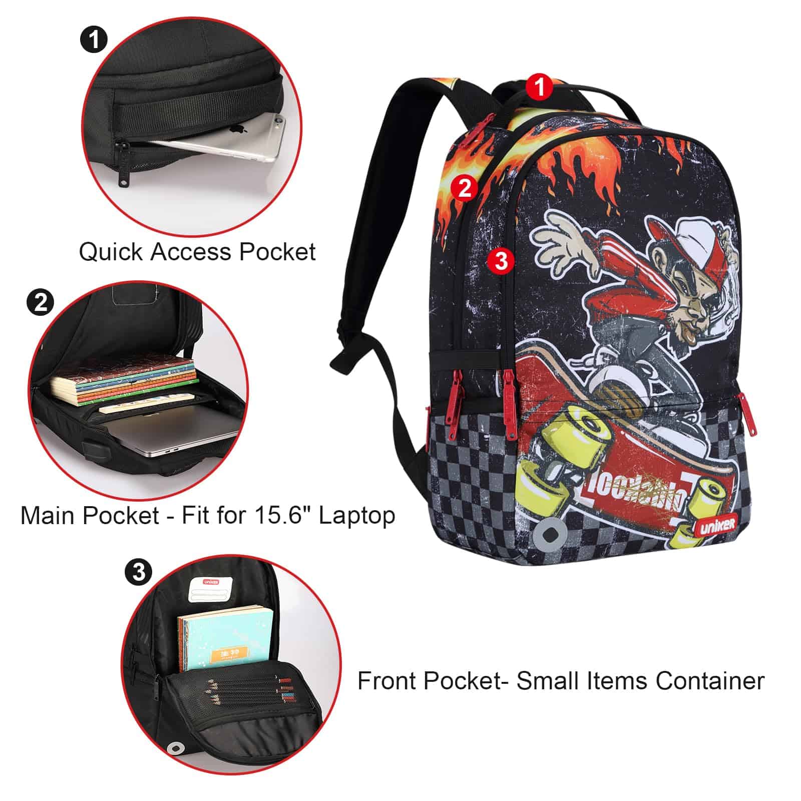 Mochila escolar UNIKER para adolescentes, mochila portátil - Image 6