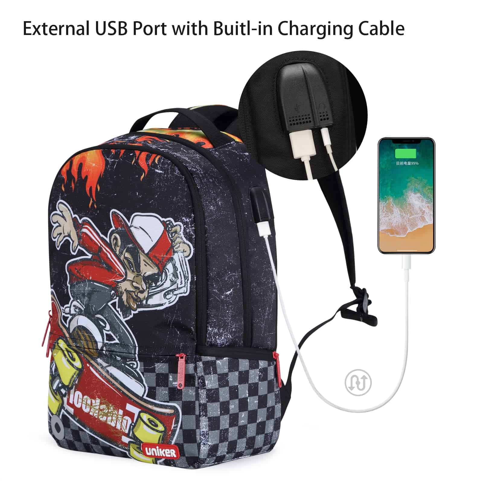 Mochila escolar UNIKER para adolescentes, mochila portátil - Image 4