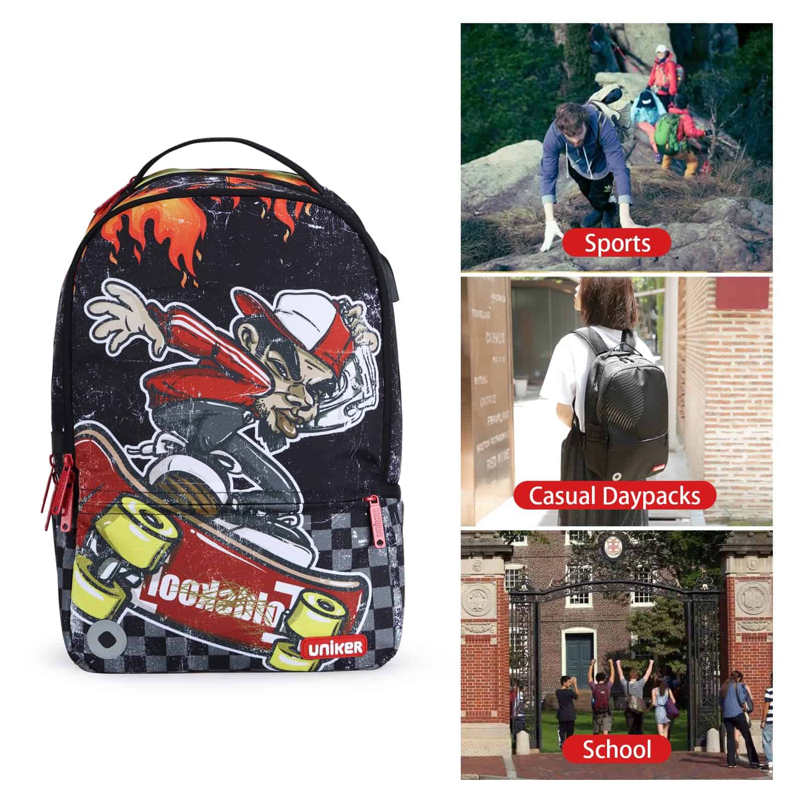 Mochila escolar UNIKER para adolescentes, mochila portátil - Image 7
