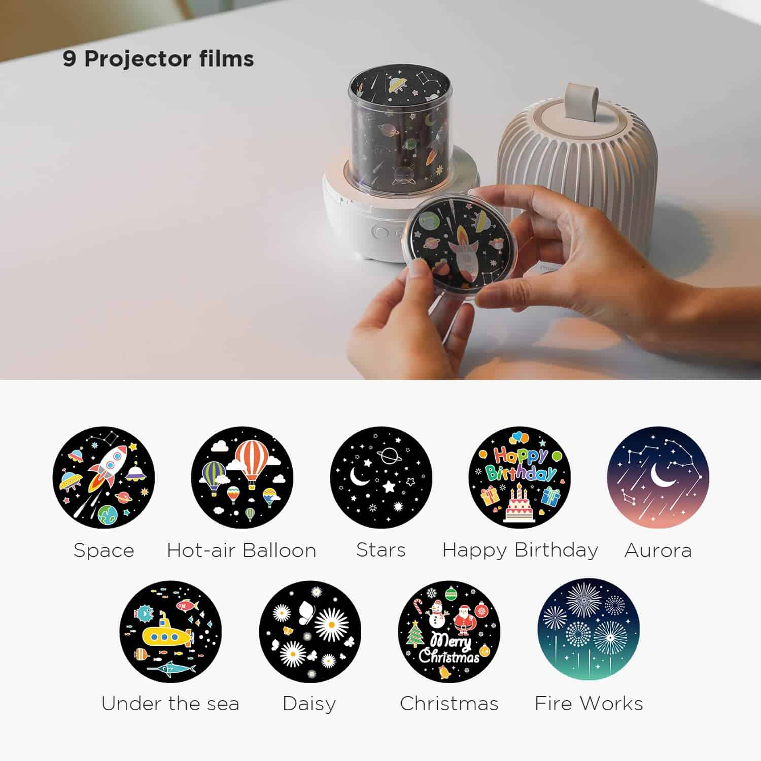 Luz Nocturna Proyector Melodía Mooas Wonderland (Blanco), - Imagen 6