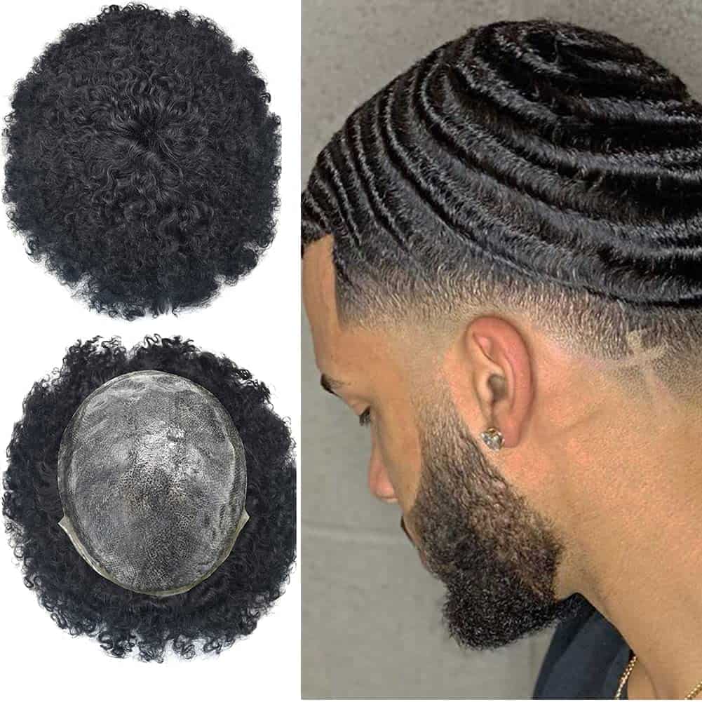 Peluca para Hombres Negros Afro Toupee para Hombres Negros
