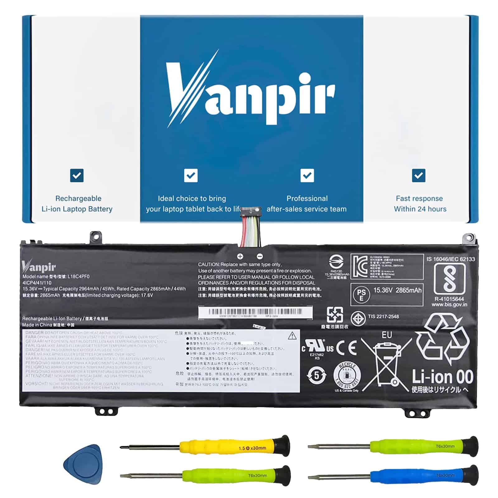 Batería de Repuesto para Laptop VANPIR L18C4PF0 para Lenovo
