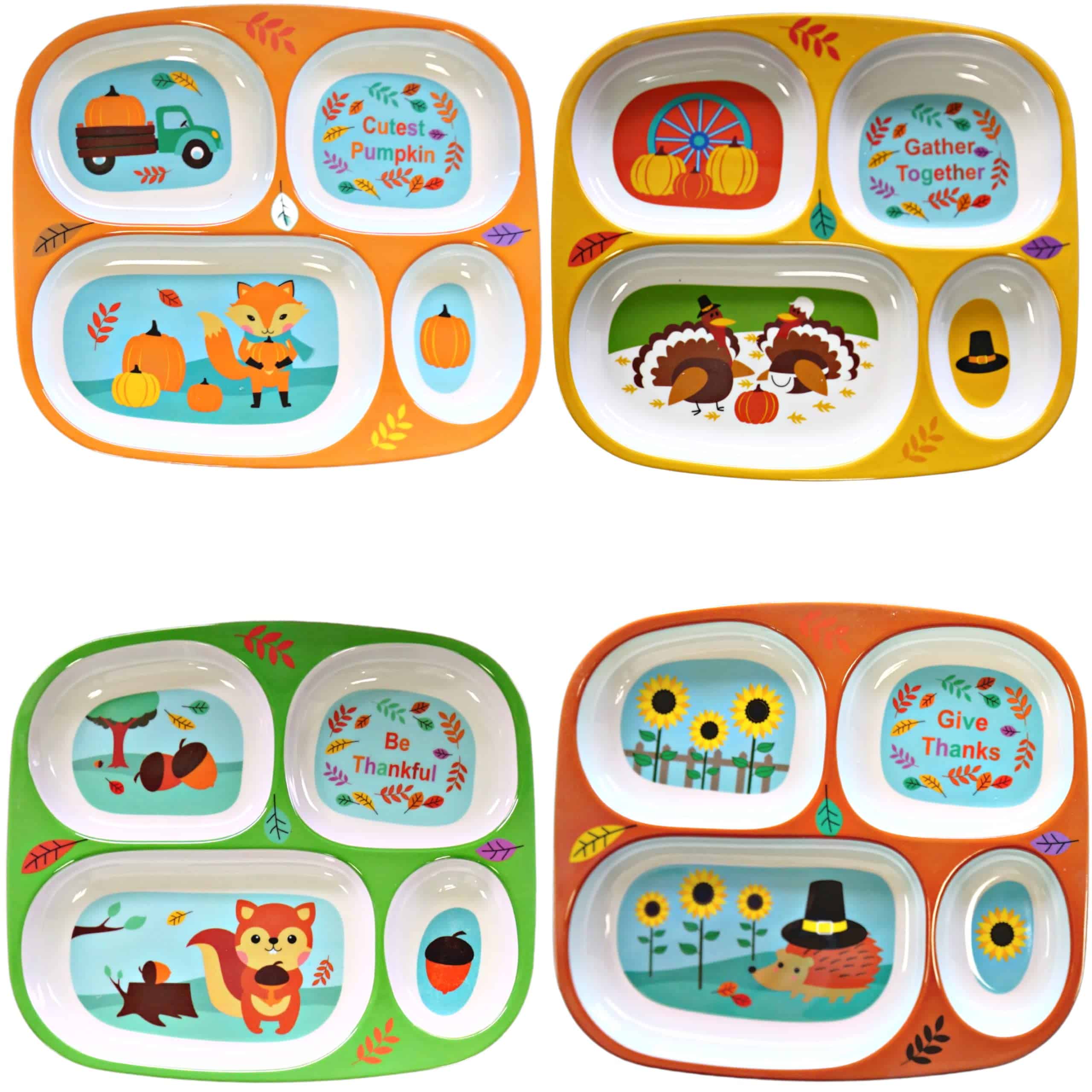 Platos Divididos para Niños de Otoño con Temática de Acción