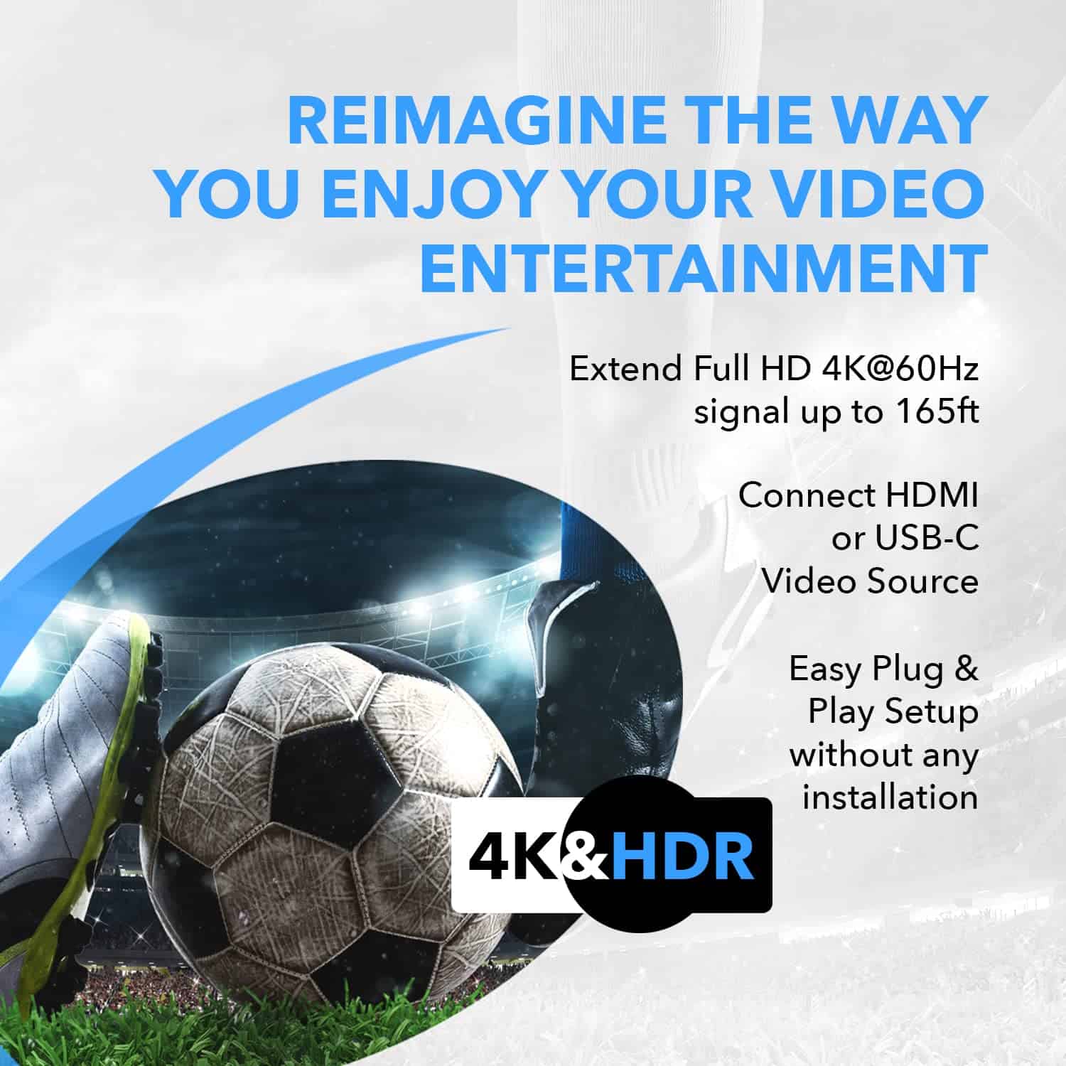 OREI 4K HDMI/USB-C Extender, Transmisor de Pared con Cable - Image 9