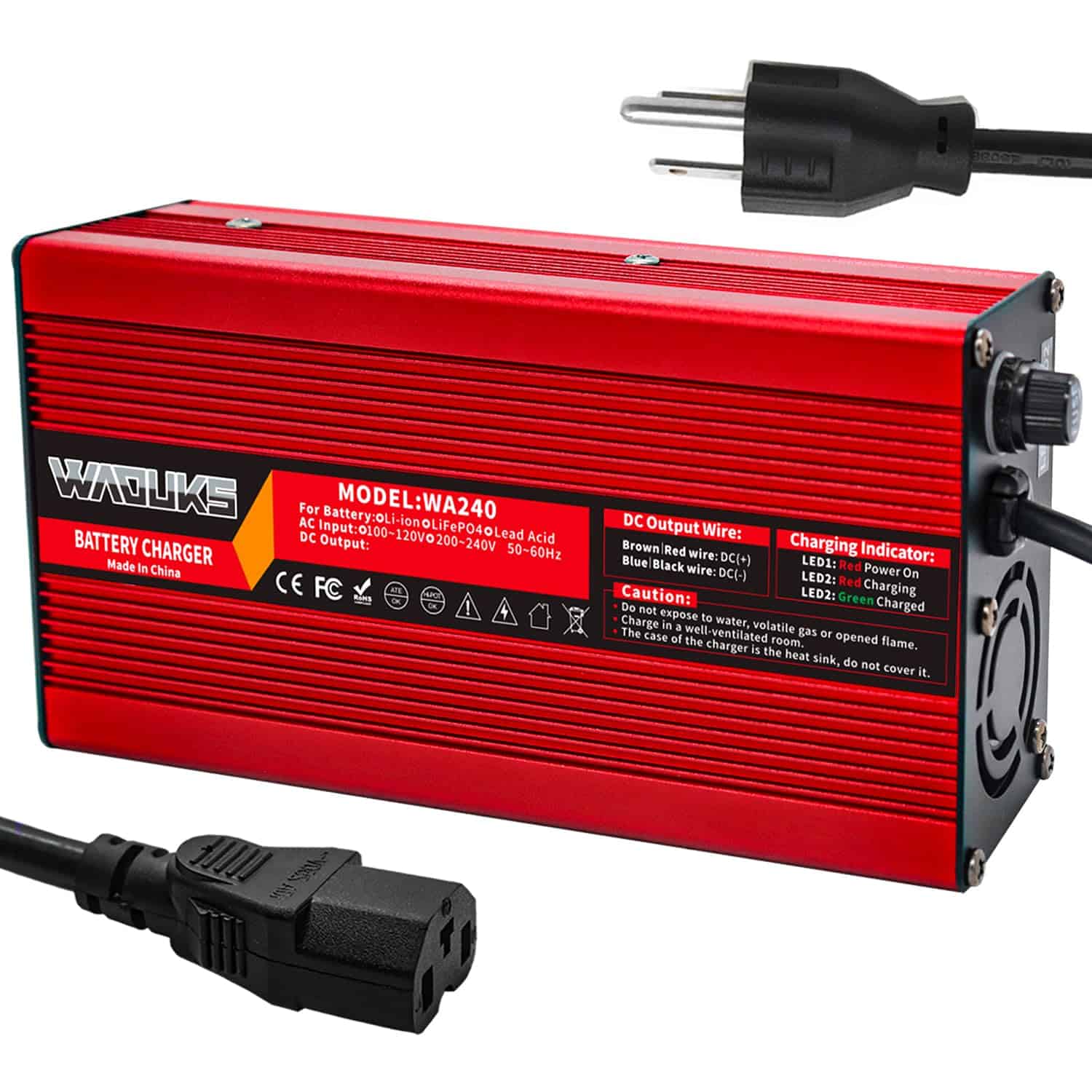 Cargador de Batería de 84V 3A WAOUKS con Ventilador de