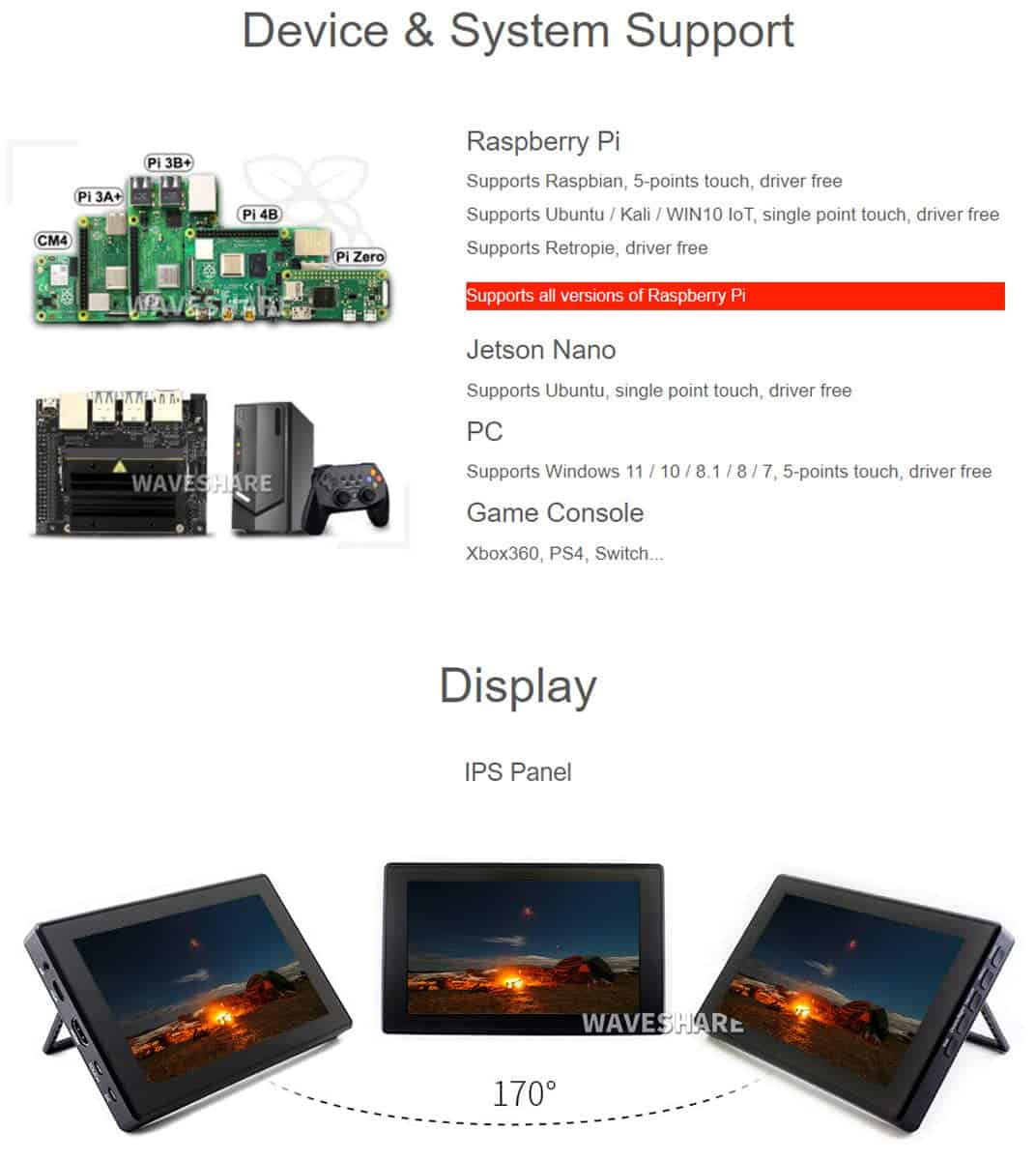 Pantalla Táctil WaveShare LCD Touch 7" para Raspberry Pi 4B - Image 5