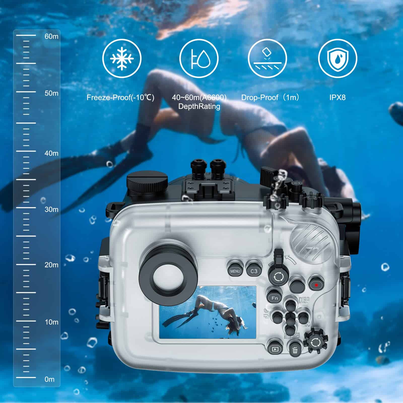Funda submarina Seafrogs para Sony A6600 10-18mm con puerto - Image 3