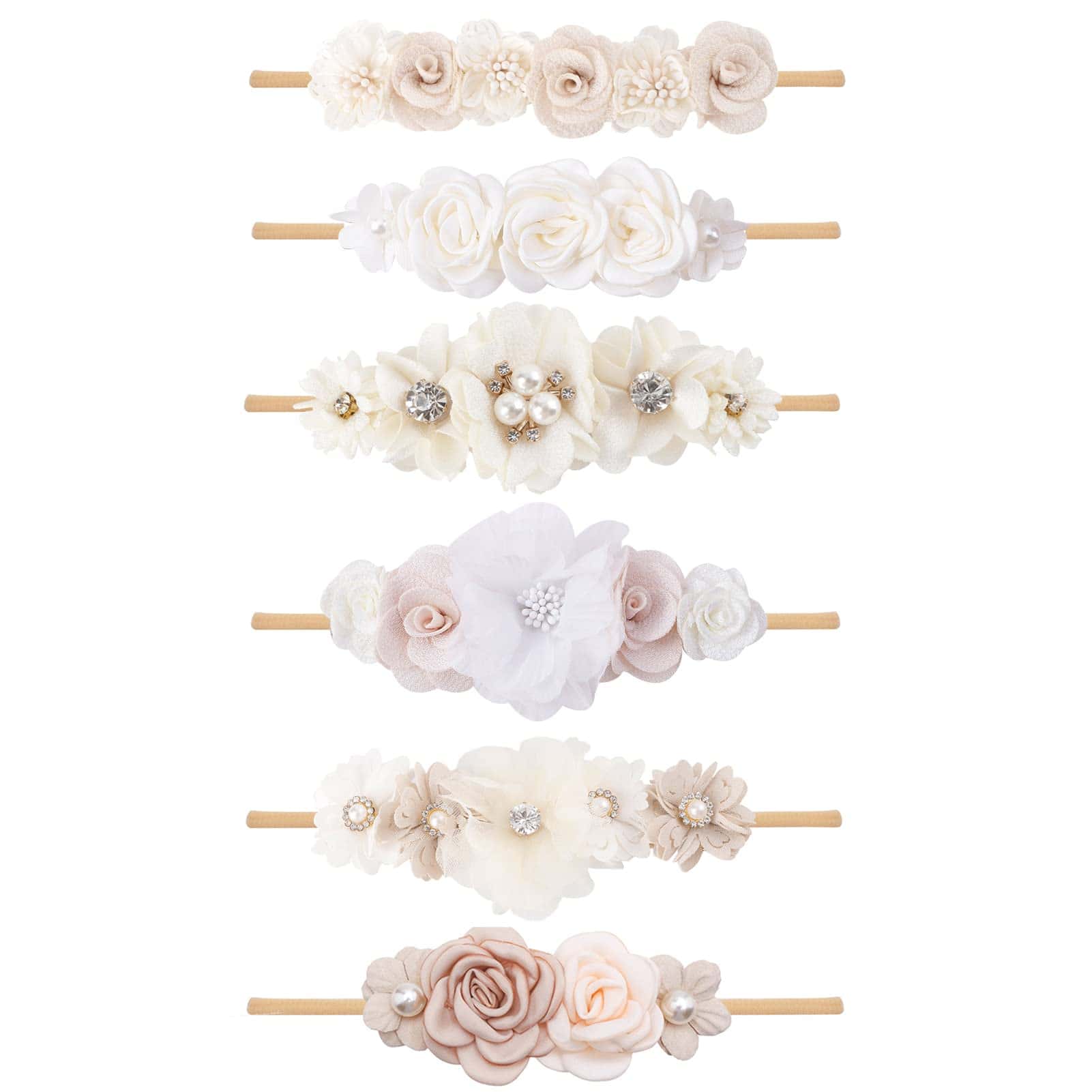 Cintillos de Bebé con Flores NUWAJP, Paquete de 6 Diademas - Image 3