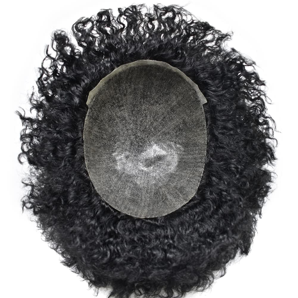 Tupé Afro para Hombres Negros Unidad de Cabello Tejido de - Imagen 4