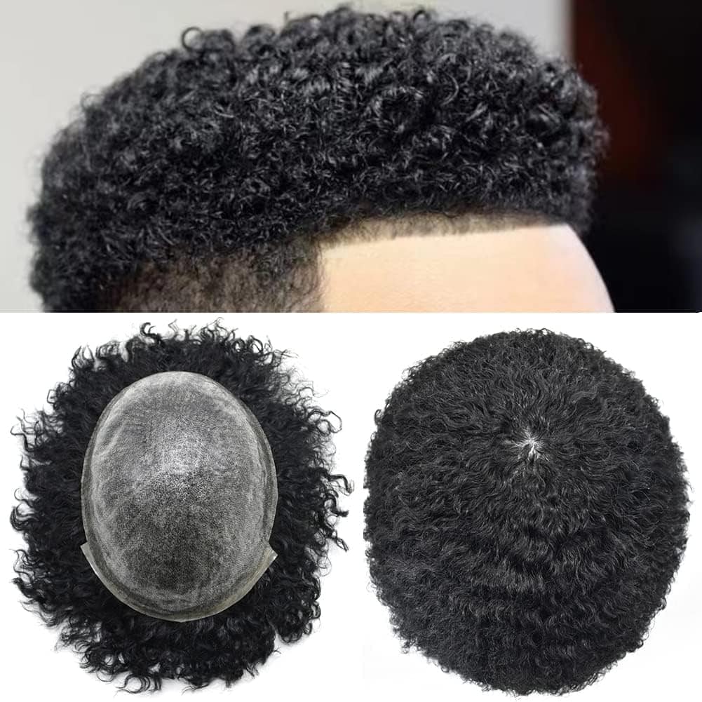 Pelucas para hombres negros, peluca rizada afro para