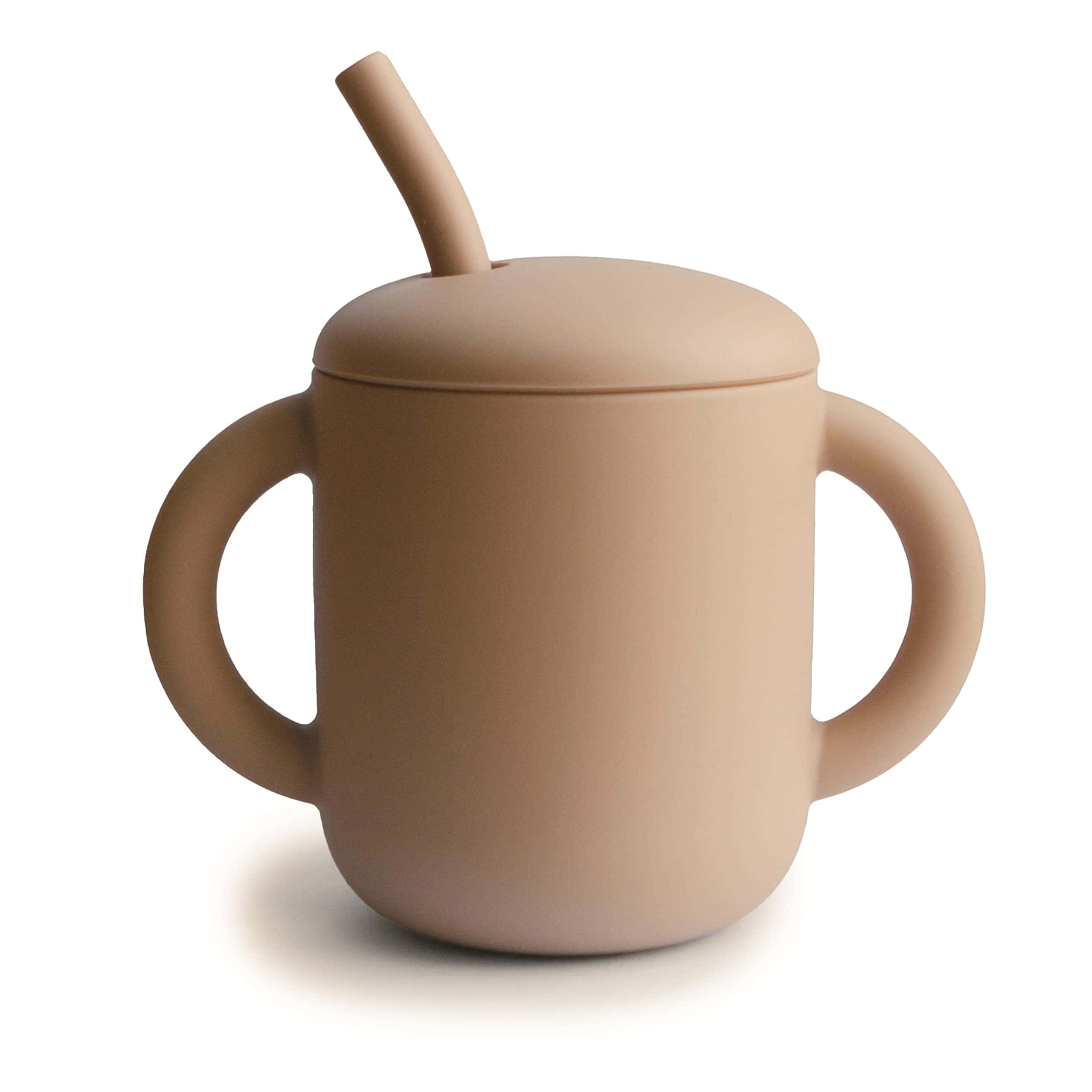 Vaso de entrenamiento y pajita de silicona -Natural