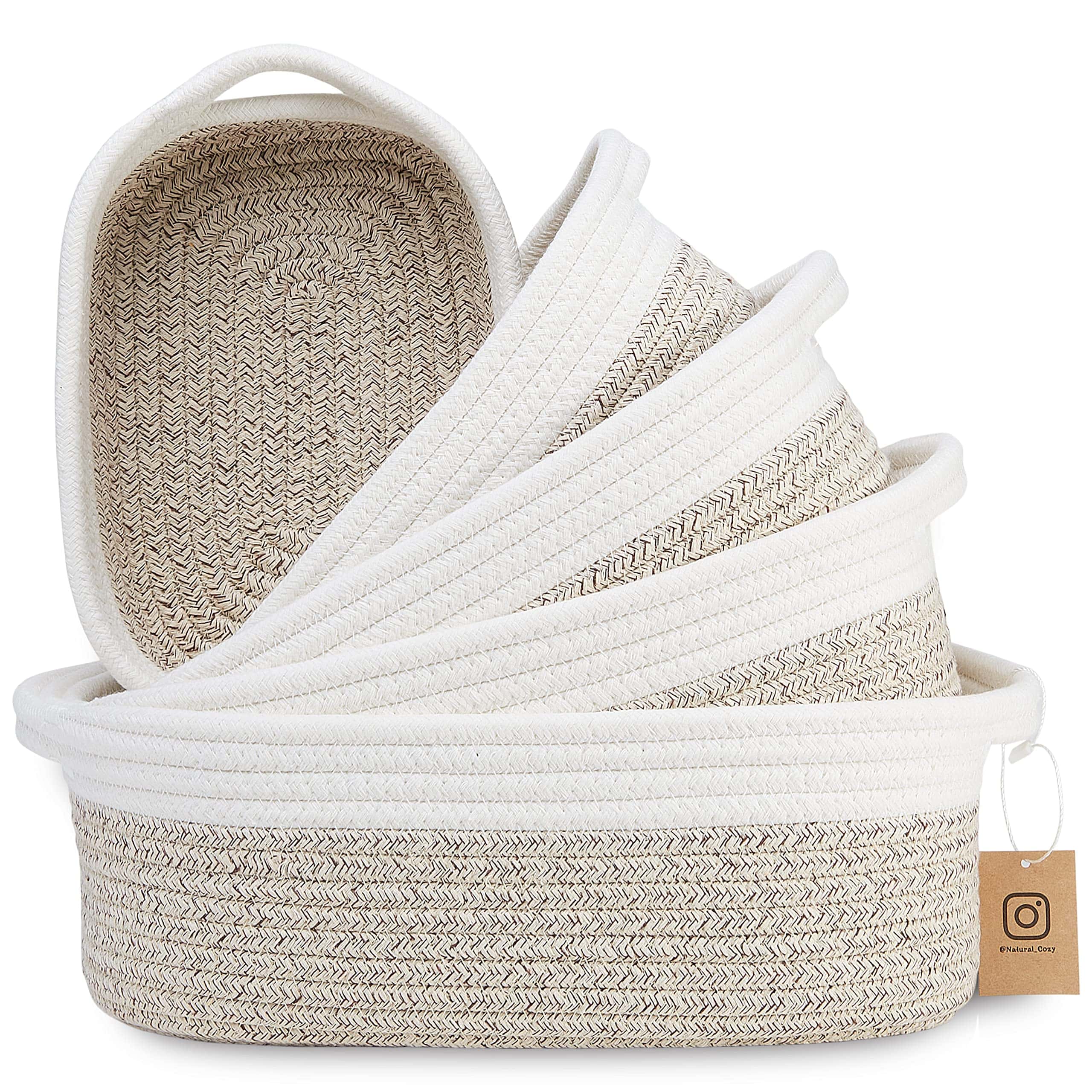 Conjunto de 5 Cestas Rectangulares de -Off White & Mixed Bro