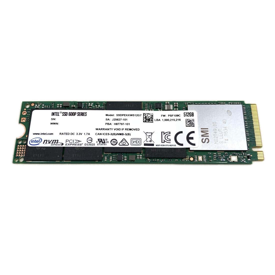 Intel SSD 512GB TLC 600P M.2 2280 80mm NVMe PCIe Gen3 x4