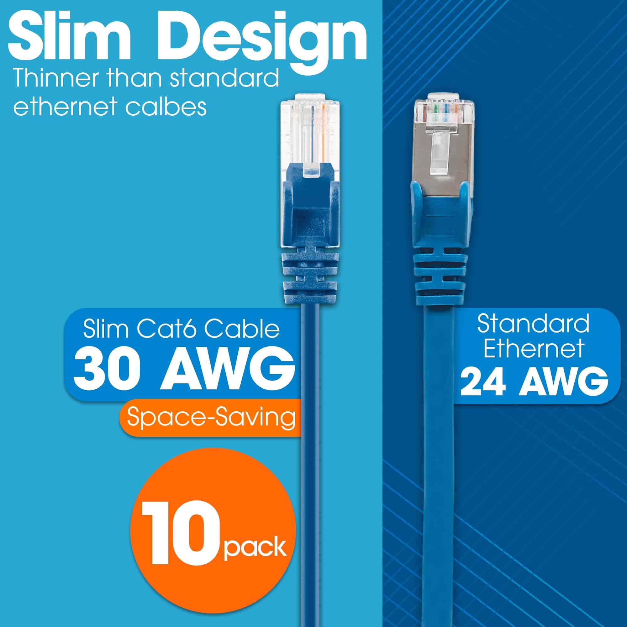 Alternative view of Intellinet Slim Cat6 Ethernet Network Patch Cable - 10-Pack