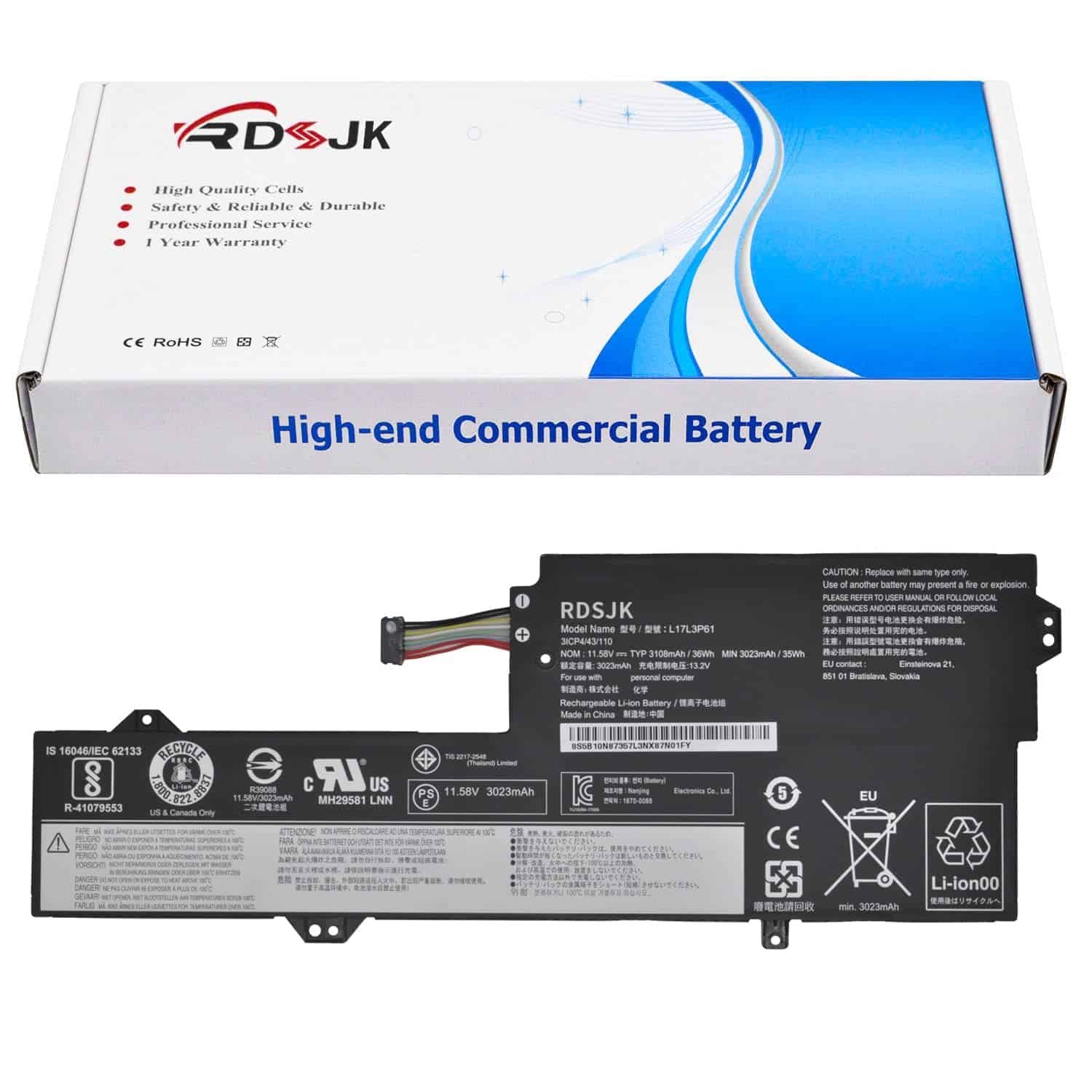 Batería de portátil L17L3P61 L17M3P61 L17C3P61 para Lenovo