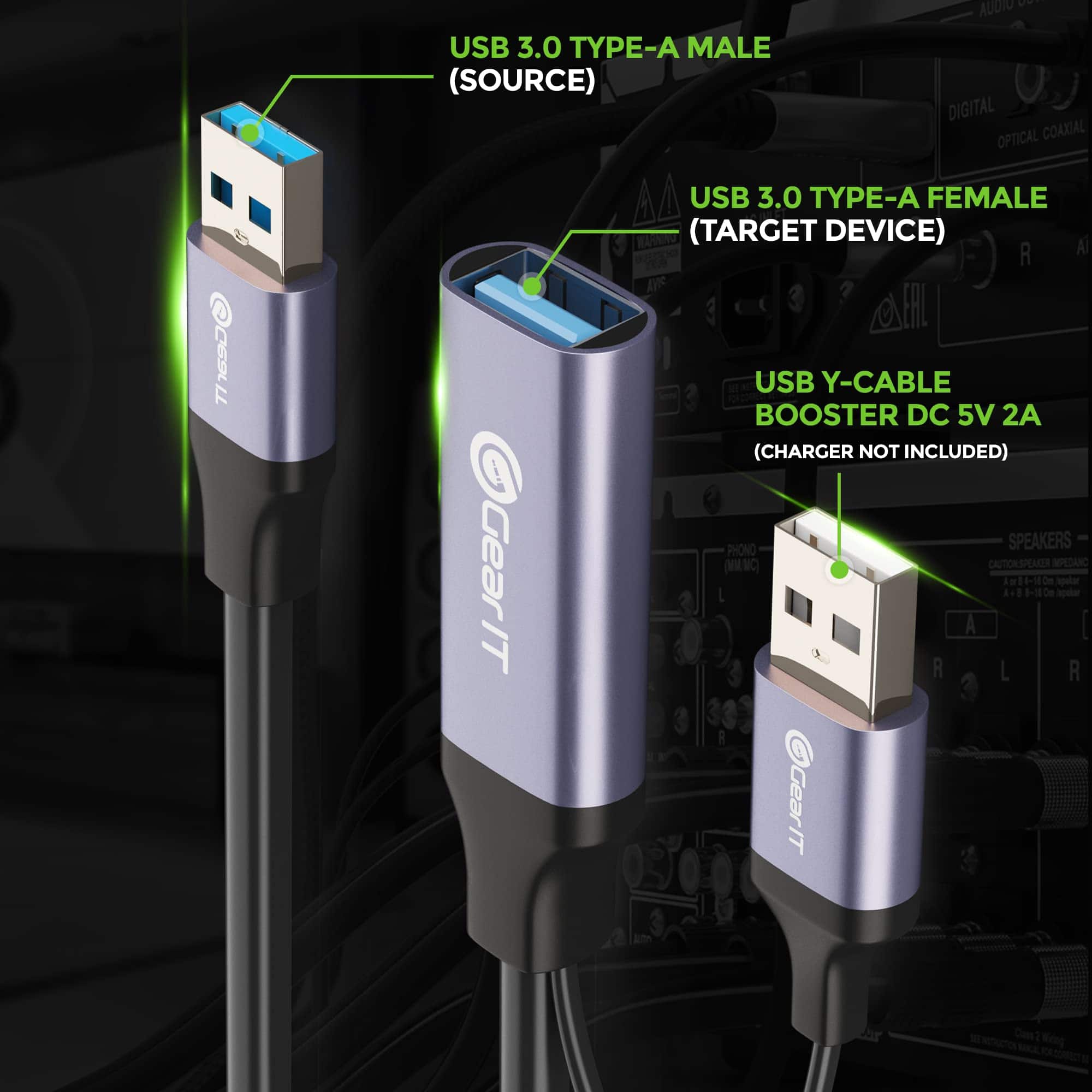Cable de Extensión Activo USB 3.0 de GEARit (30 pies) - Image 4
