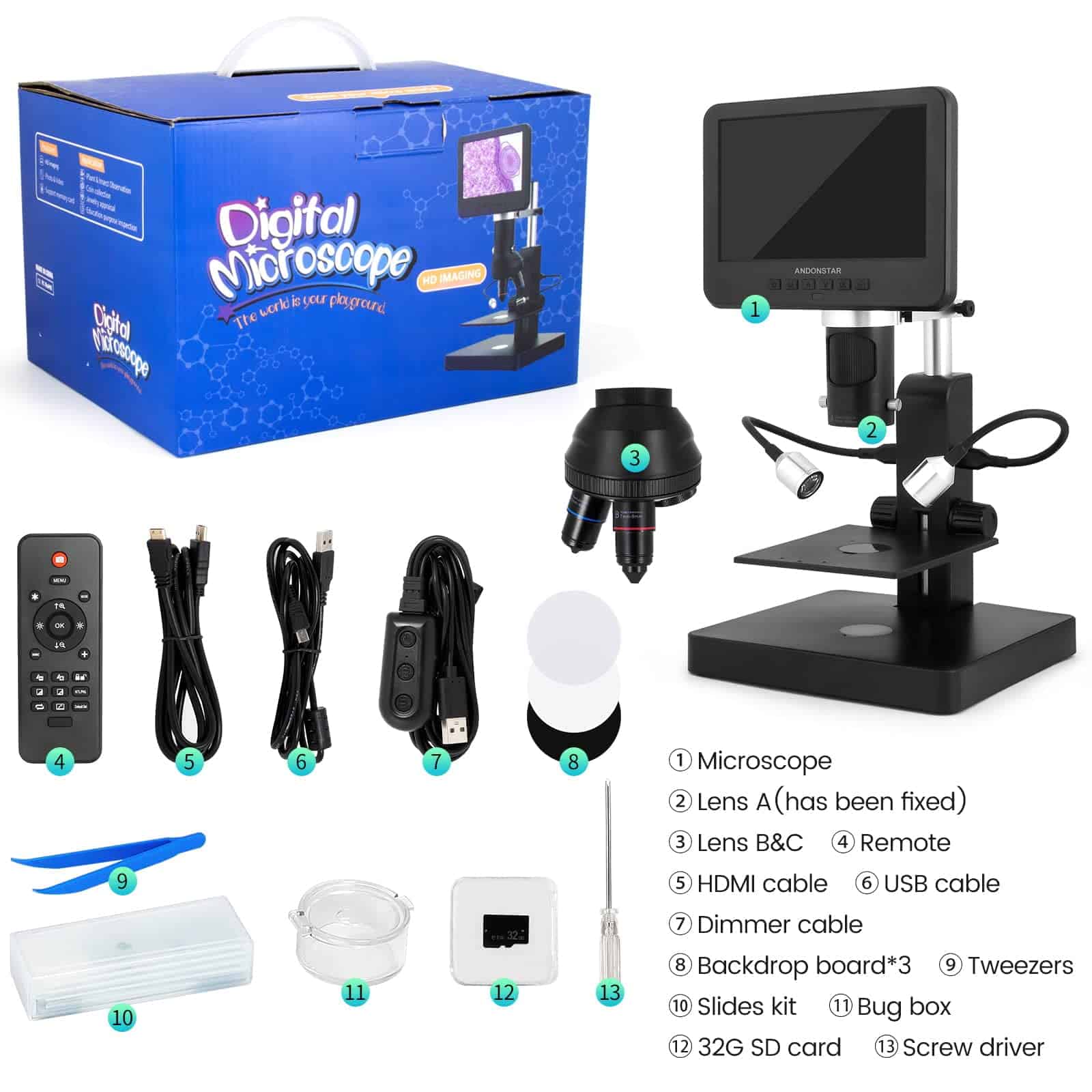 Microscopio Digital Andonstar AD246S-P HDMI con Pantalla de - Image 9