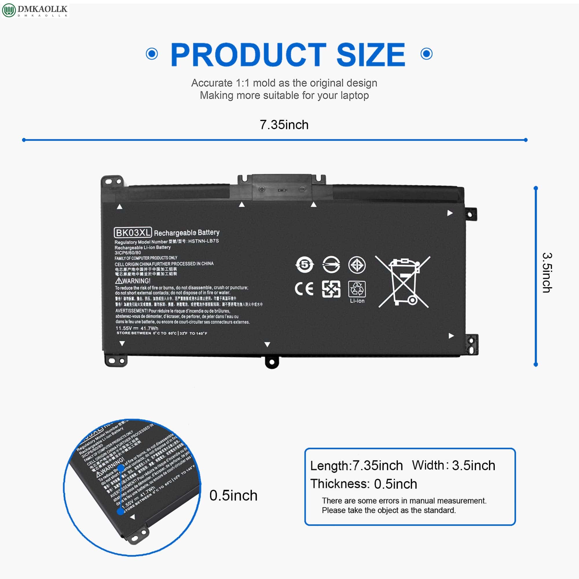 Batería Bk03xl 916811-855 Para Hp Pavilion X360 Convertible - Imagen 8